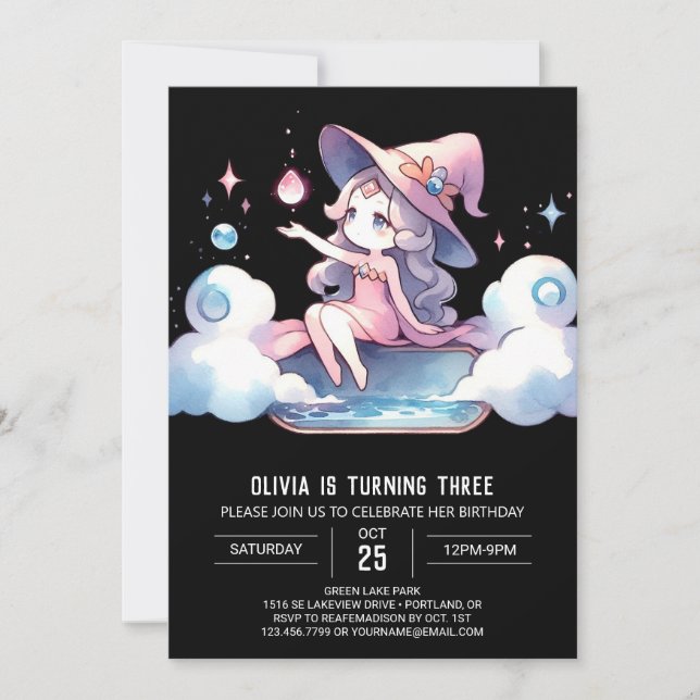 Fantasy Minimalist Wizard Birthday Invitation (Front)