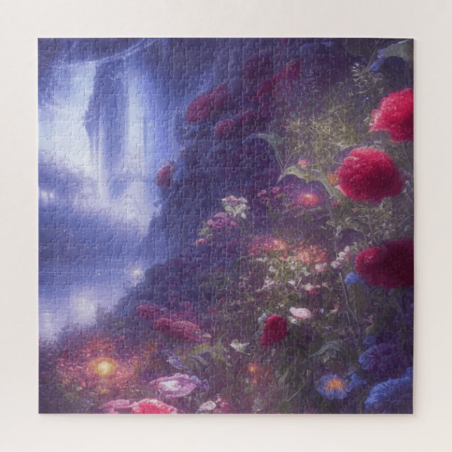 Fantasy Misty Rainy Magical Garden River Landscape Jigsaw Puzzle (Vertical)