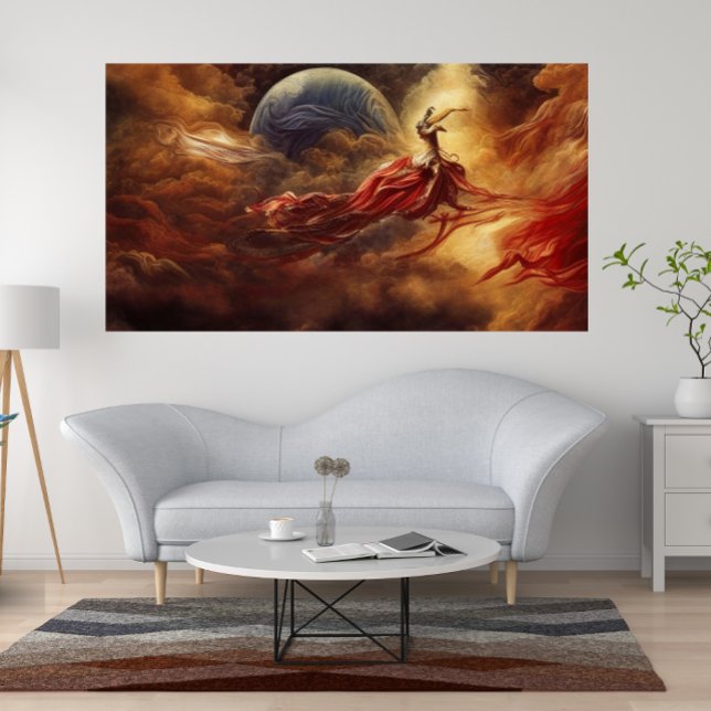 Fantasy modern art gold red  top of the clouds  poster (Creator Uploaded)