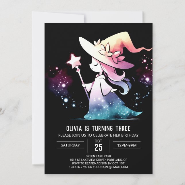 Fantasy Modern Wizard Birthday Invitation (Front)
