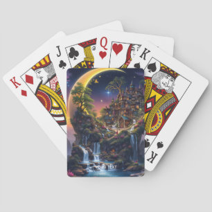 Fantasy Moon Waterfall Forest Playing Cards