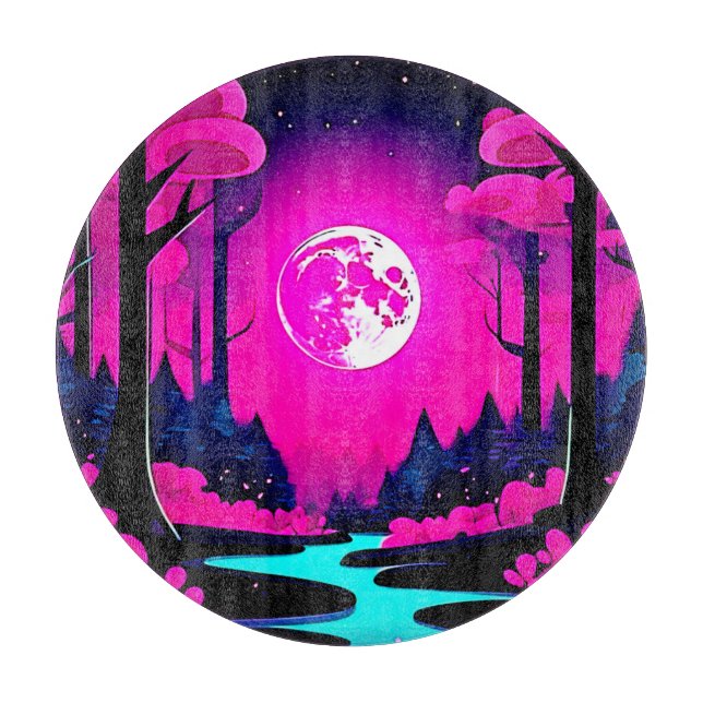 Fantasy Moonlit Woods Art Cutting Board (Front)