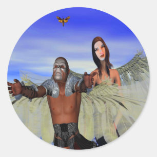Fantasy Moth Hunters Classic Round Sticker