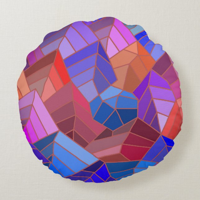 Fantasy Mountains View from the Sky Round Cushion (Back)