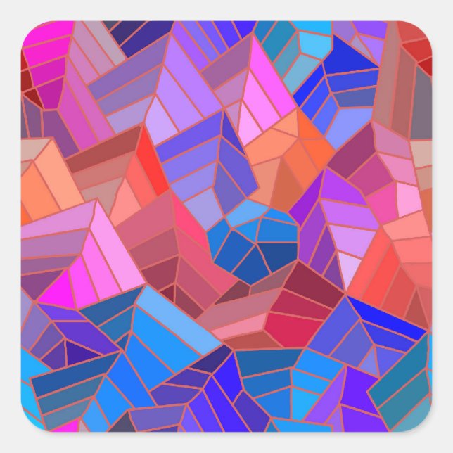 Fantasy Mountains View from the Sky Square Sticker (Front)