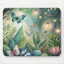 Fantasy Mousepad W/ Flowers and Butterflies 