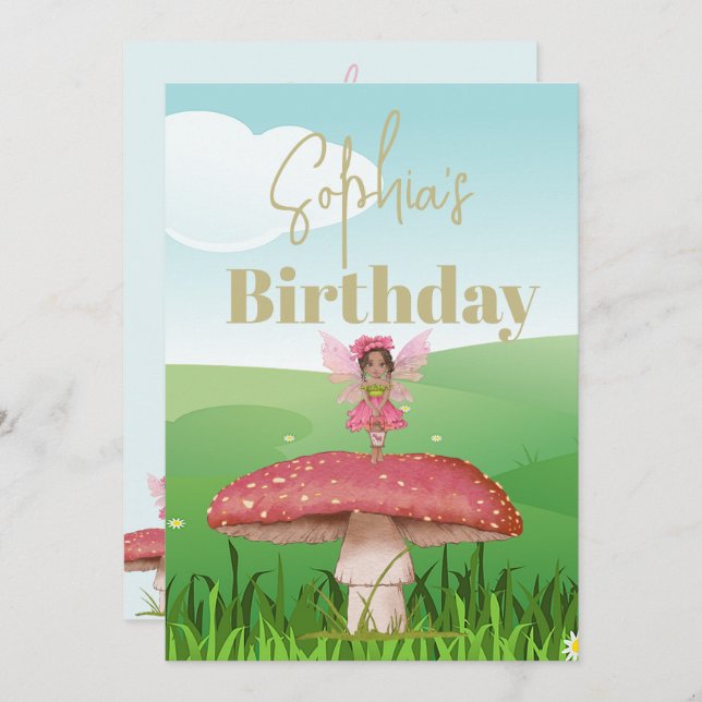  Fantasy Mushroom Fairy Birthday Custom  Invitation (Front/Back)