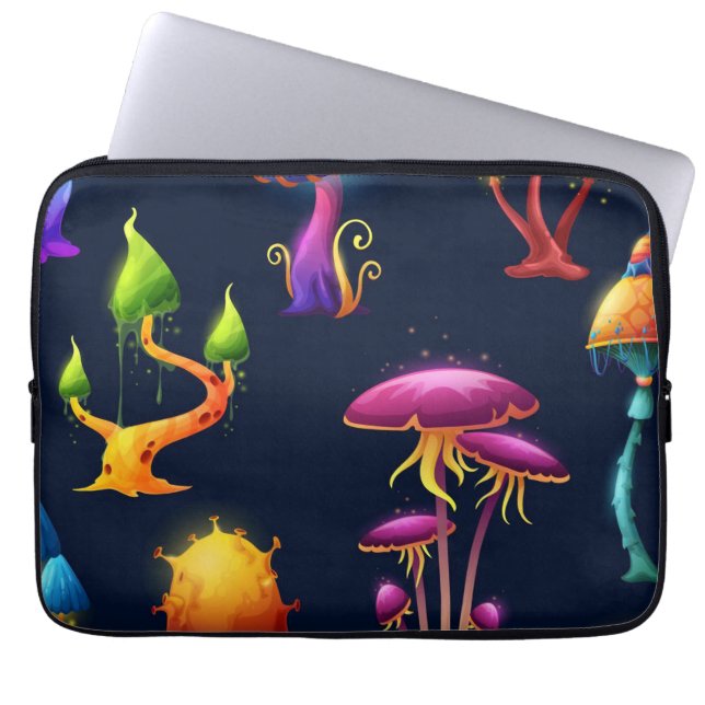 Fantasy Mushroom Forest Pattern – Colourful Magica Laptop Sleeve (Front)