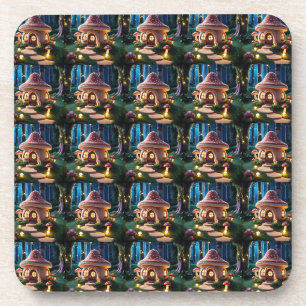 Fantasy mushroom house coaster