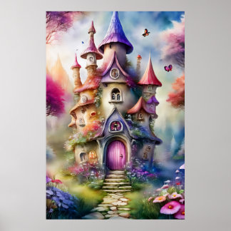 Fantasy Mushroom House Poster