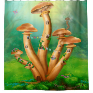 Fantasy Mushrooms honey agarics the house Shower Curtain