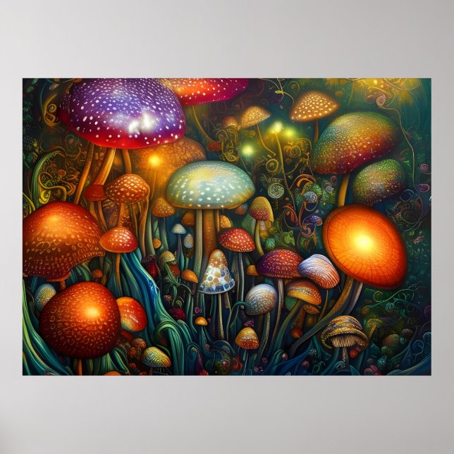 Fantasy Mushrooms Poster (Front)