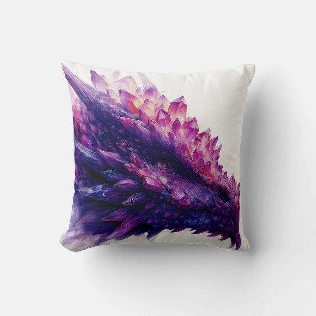 Fantasy Mystical Amethyst Crystal Dragon Beast Cushion (Front)