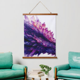 Fantasy Mystical Amethyst Crystal Dragon Beast Hanging Tapestry