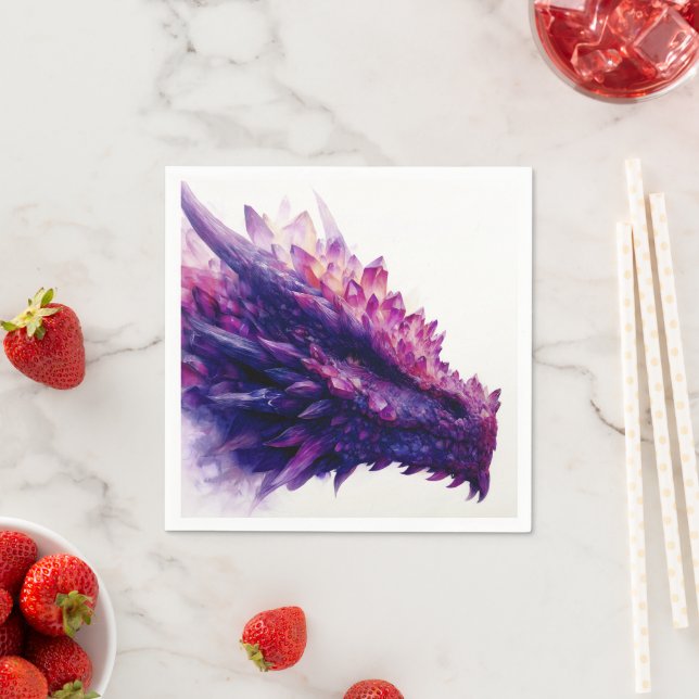 Fantasy Mystical Amethyst Crystal Dragon Beast Napkin (Insitu)