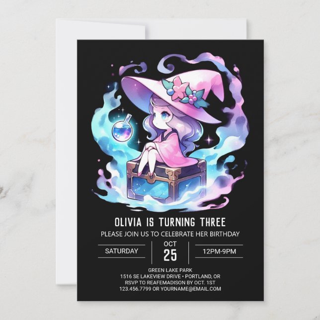 Fantasy Mystical Wizard Birthday Invitation (Front)