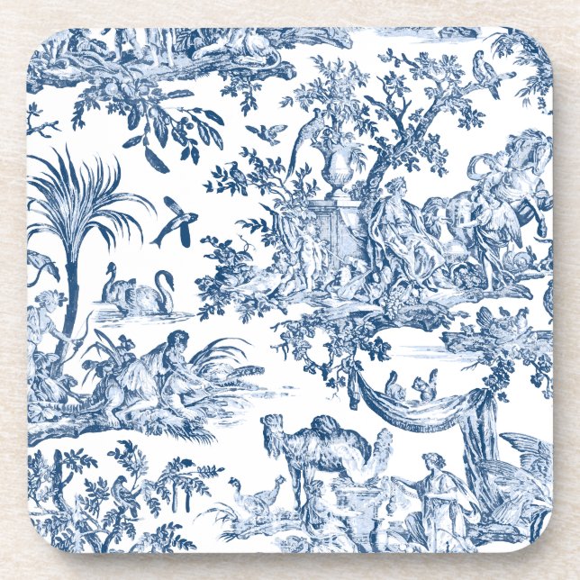 Fantasy Mythical Creatures Vintage Toile-Blue Coaster (Front)