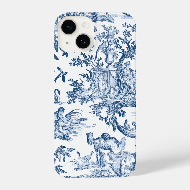 Fantasy Mythical Creatures Vintage Toile-Blue iPhone Case (Back)