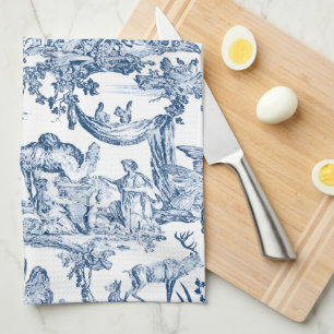 Fantasy Mythical Creatures Vintage Toile-Blue Tea Towel