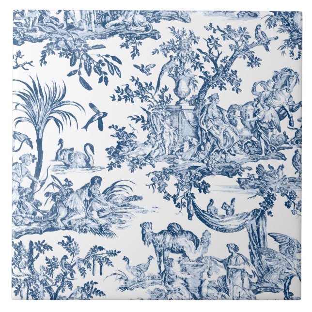 Fantasy Mythical Creatures Vintage Toile-Blue Tile (Front)