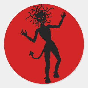 Fantasy Mythology Medusa Female Snake Demon Classic Round Sticker