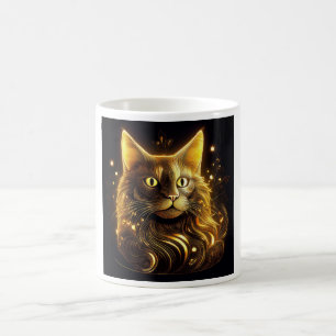 Fantasy Neon Gold Cat Coffee Mug