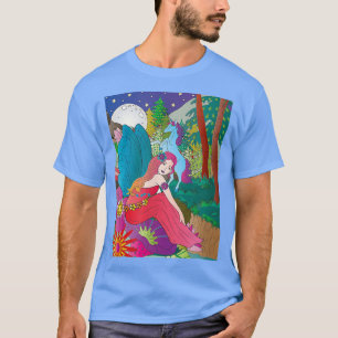 Fantasy night time scene of unicorn and fairy in t T-Shirt