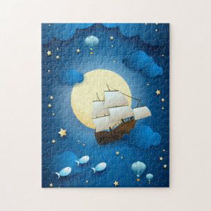 Fantasy Night with Flying Vessel Jigsaw Puzzle