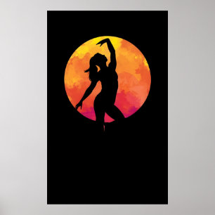 Fantasy of a girl dancing ballet at night under th poster