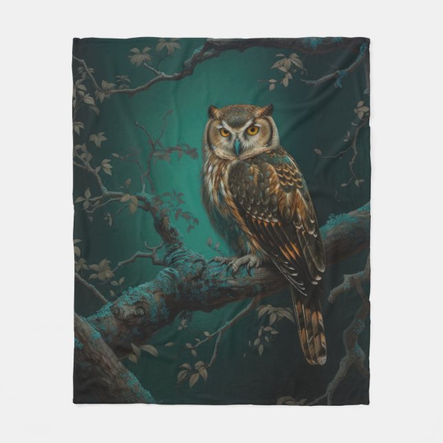 Fantasy Owl Fleece Blanket (Front)