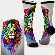Fantasy Paint Drip Rainbow Colours Lion