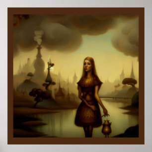 Fantasy Painting 4 - Girl Holding Lantern Poster