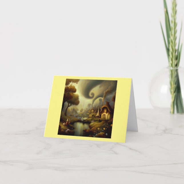 Fantasy Painting 5  - Village Landscape Card (Front)