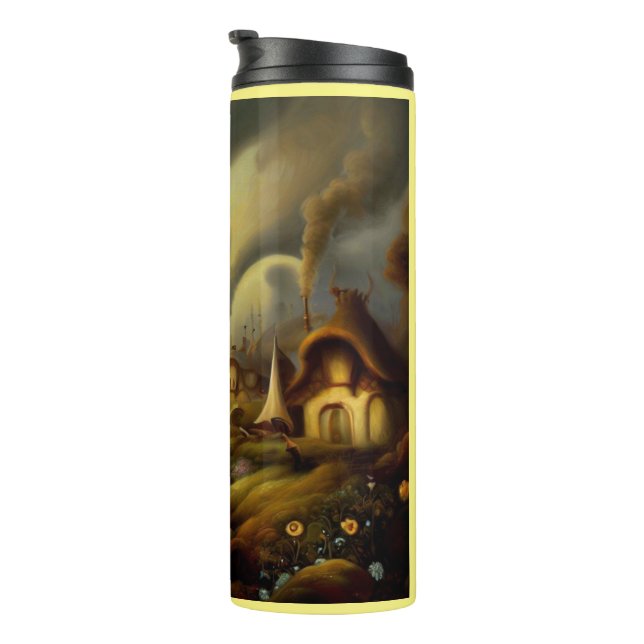 Fantasy Painting 5  - Village Landscape Thermal Tumbler (Rotated Right)