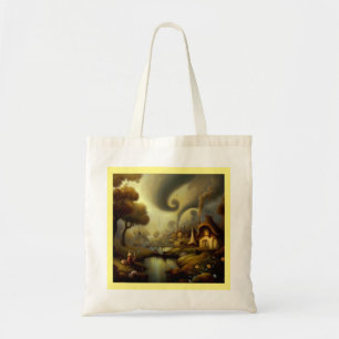 Fantasy Painting 5 - Village Landscape Tote Bag
