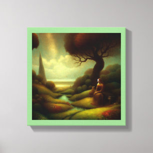 Fantasy Painting 7 - Woman and Cat Canvas Print