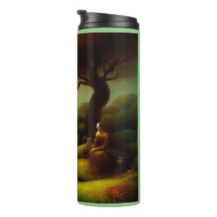 Fantasy Painting 7 - Woman and Cat Thermal Tumbler