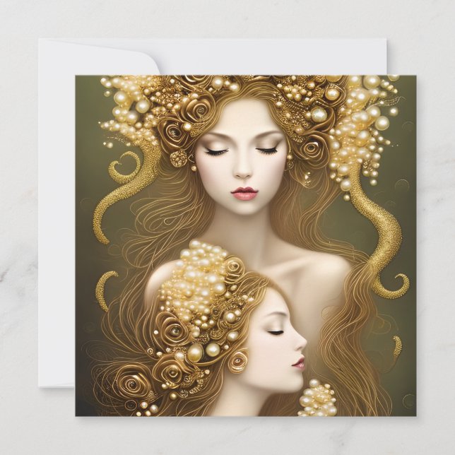 Fantasy Painting Exquisite Delicate Gold Intricate Card (Front)