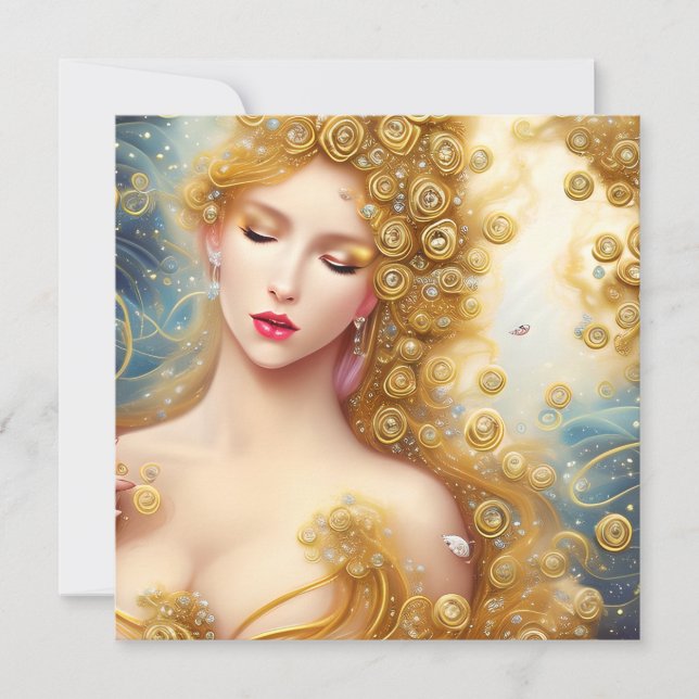 Fantasy Painting of a SciFi Exquisite Delicate Gol Card (Front)