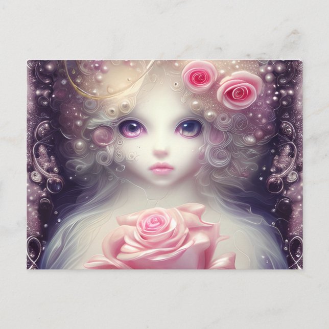 Fantasy Painting of a SciFi Fuffly Baby Cat  Postcard (Front)