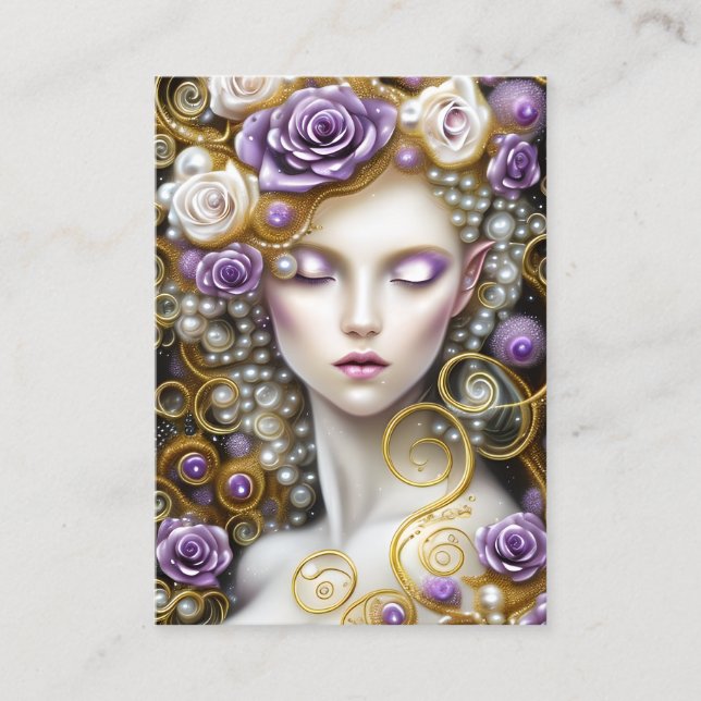 Fantasy Painting SciFi Exquisite Delicate Gold and Business Card (Front)