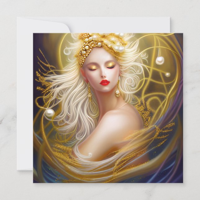 Fantasy Painting SciFi Exquisite Delicate Gold Int Card (Front)