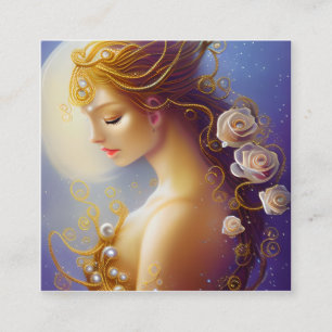 Fantasy Painting SciFi Exquisite Delicate Gold Int Square Business Card