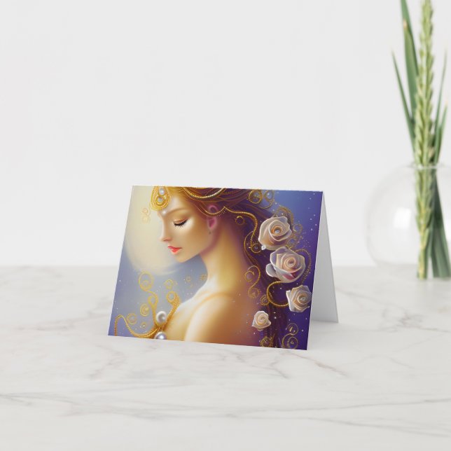 Fantasy Painting SciFi Exquisite Delicate Gold Int Thank You Card (Front)