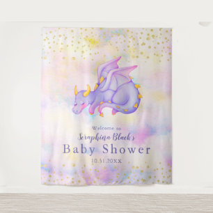 Fantasy Pastel Purple Dragon Baby Shower Backdrop Tapestry