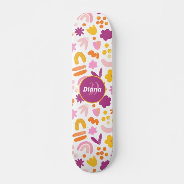 Fantasy pattern Personalised Monogram Skateboard (Front)