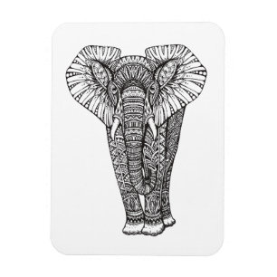 Fantasy Patterned Elephant Doodle Magnet