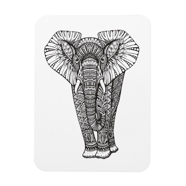 Fantasy Patterned Elephant Doodle Magnet (Vertical)