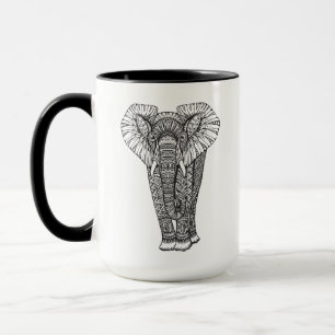 Fantasy Patterned Elephant Doodle Mug