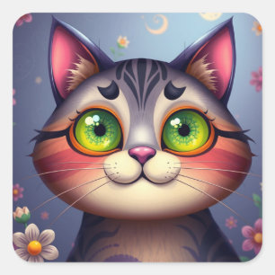 Fantasy Patterned Fun Cat Stickers